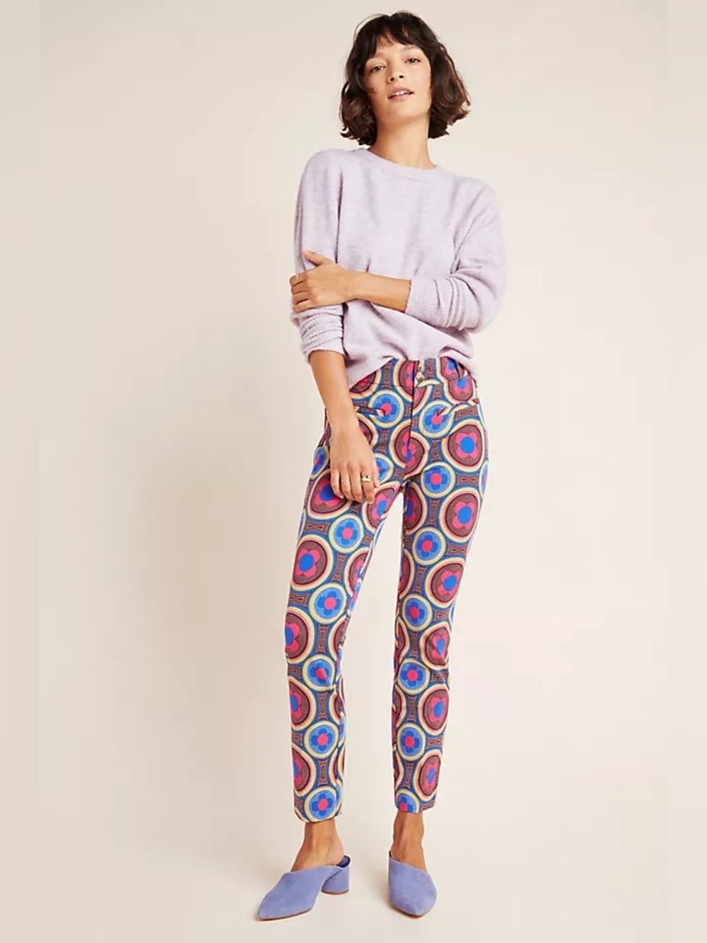 Anthropologie The Essential Slim Trousers 70s Floral Size 0